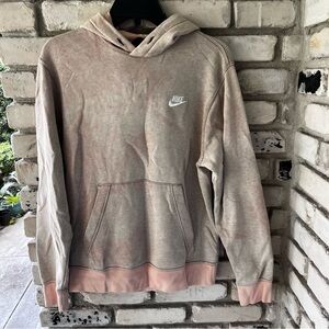 Nike women Tan and Pink Hoodie with embroidered Nike logo